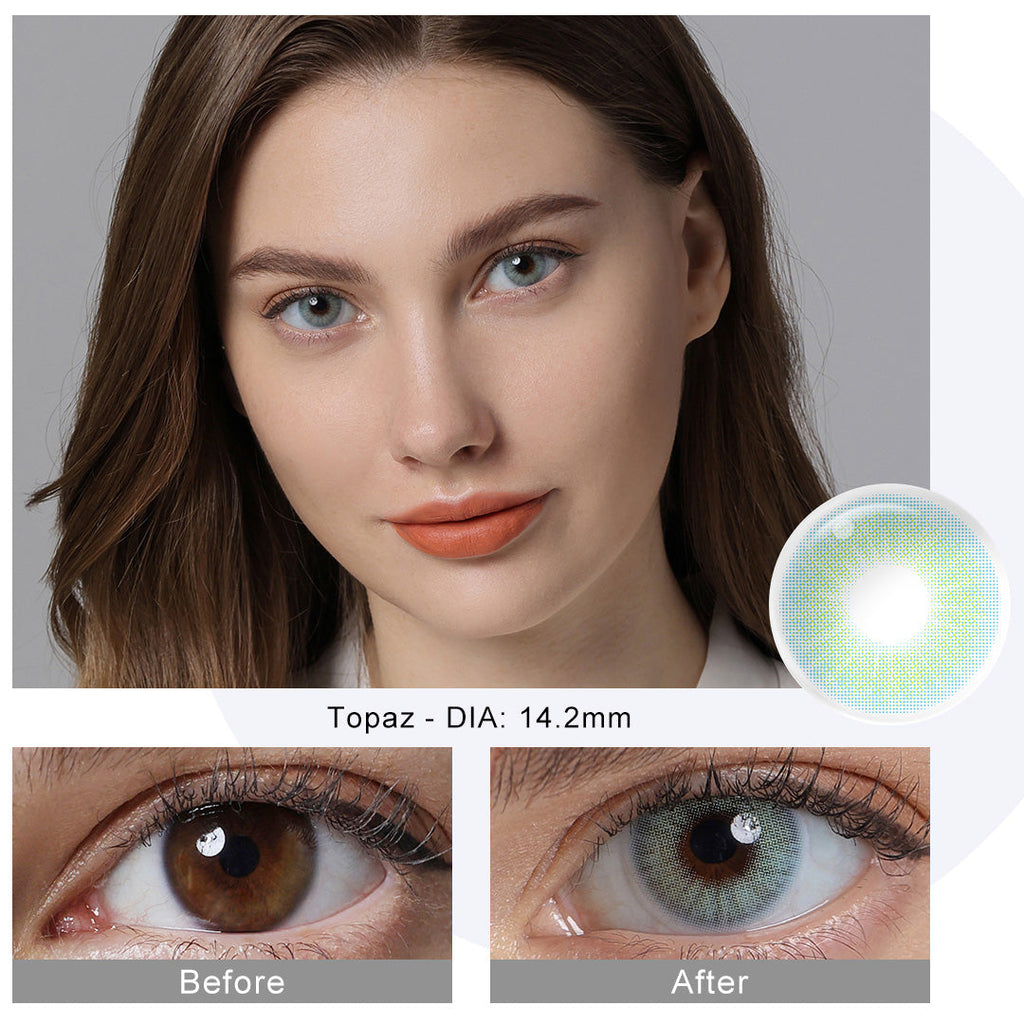 Hidrocor Topaz Blue Coloured Contacts | Yearly