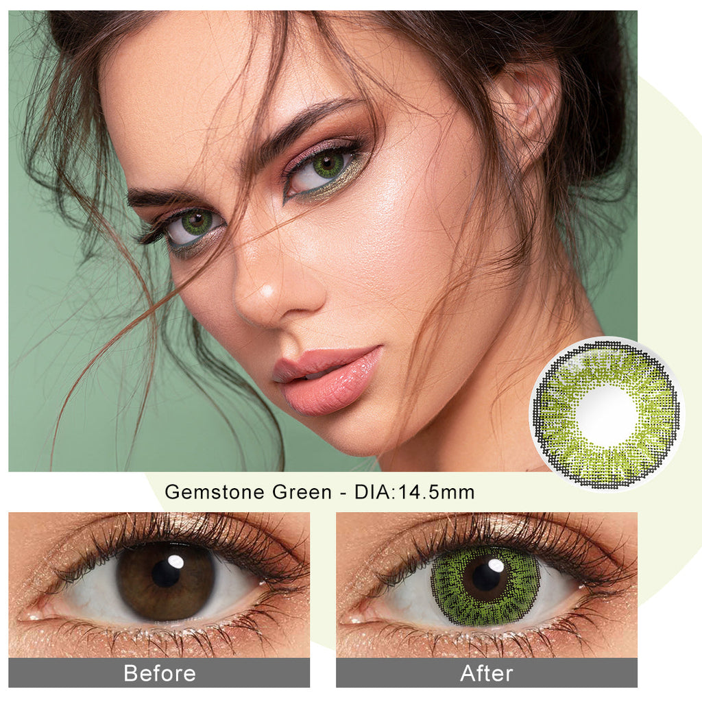 3 Tone Gemstone Green Coloured Contacts | Yearly