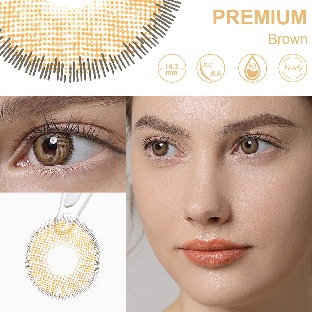Premium Caramel Brown Coloured Contacts | Yearly