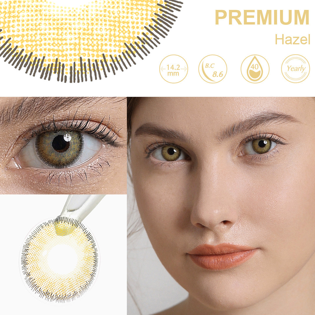 Premium Hazel Coloured Contacts | Yearly