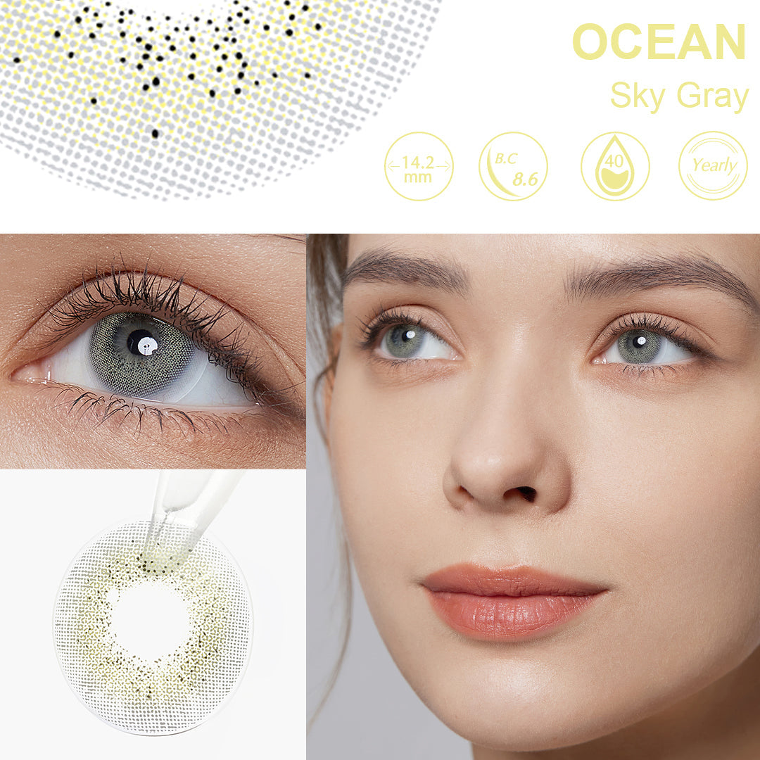 Ocean Sky Gray Coloured Contacts | Yearly
