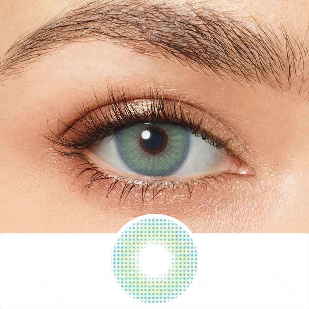 hidrocor ii sky blue colored contacts wearing effect drawing and plan lens