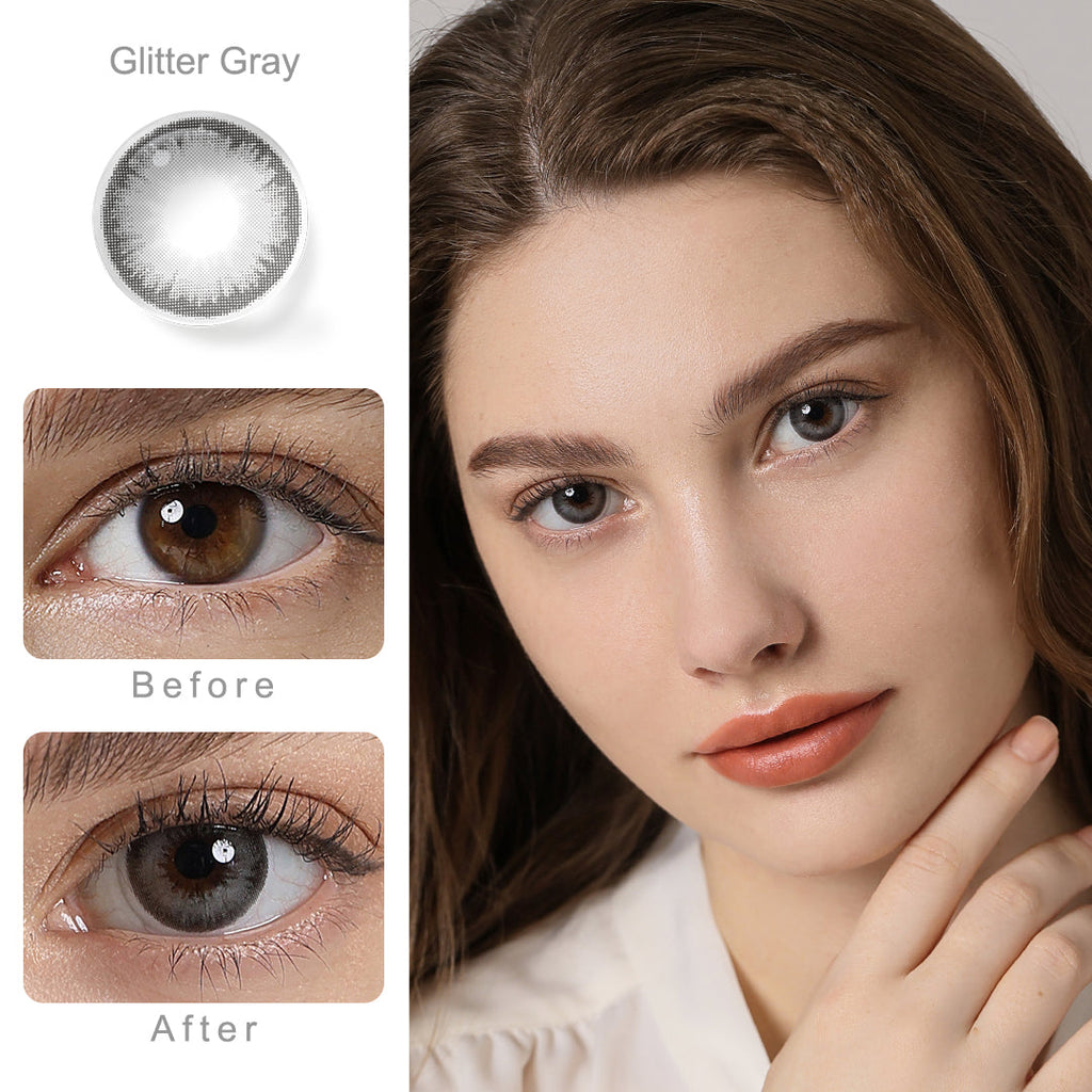 Diamond Glitter Gray Coloured Contacts | Yearly