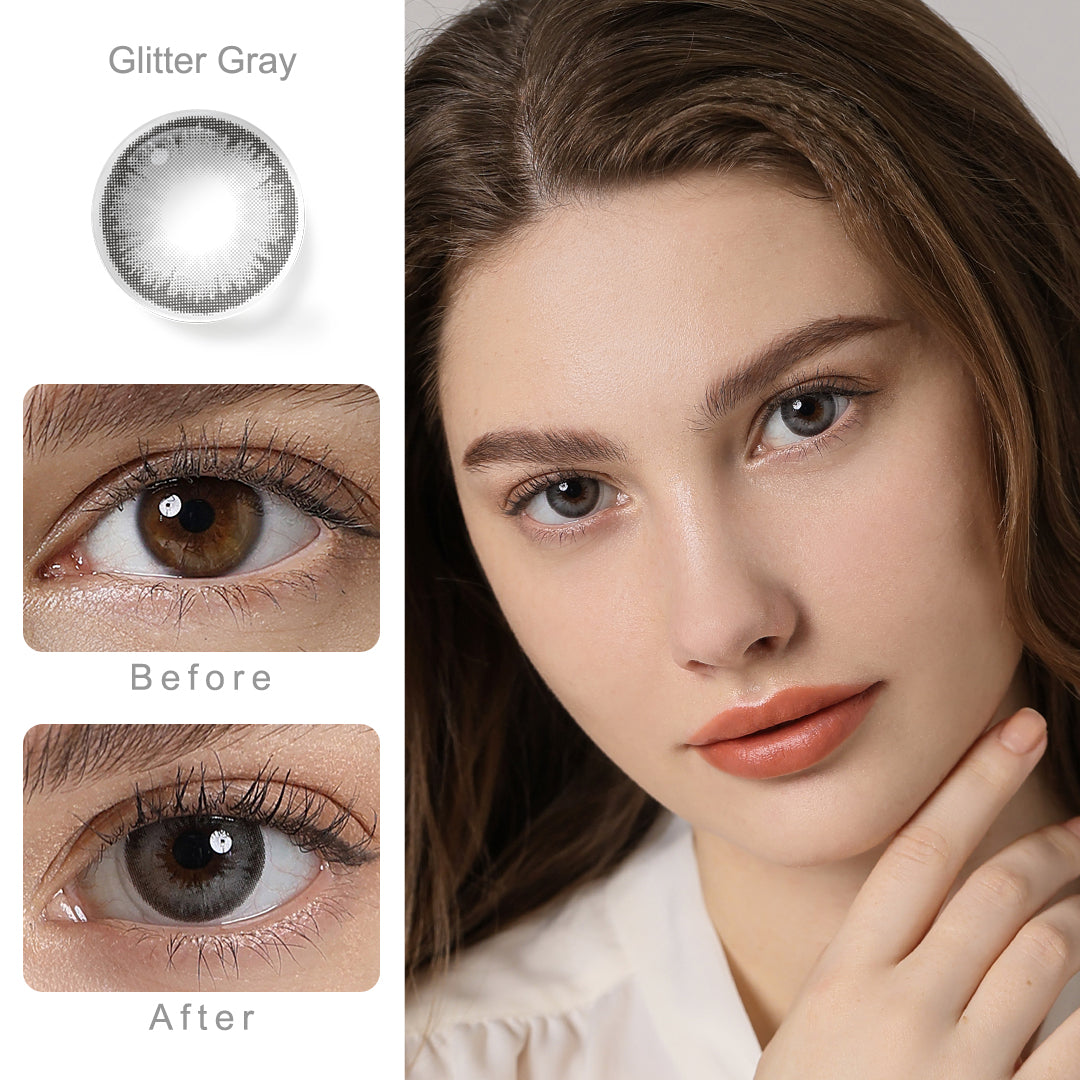 Diamond Glitter Gray Coloured Contacts | Yearly