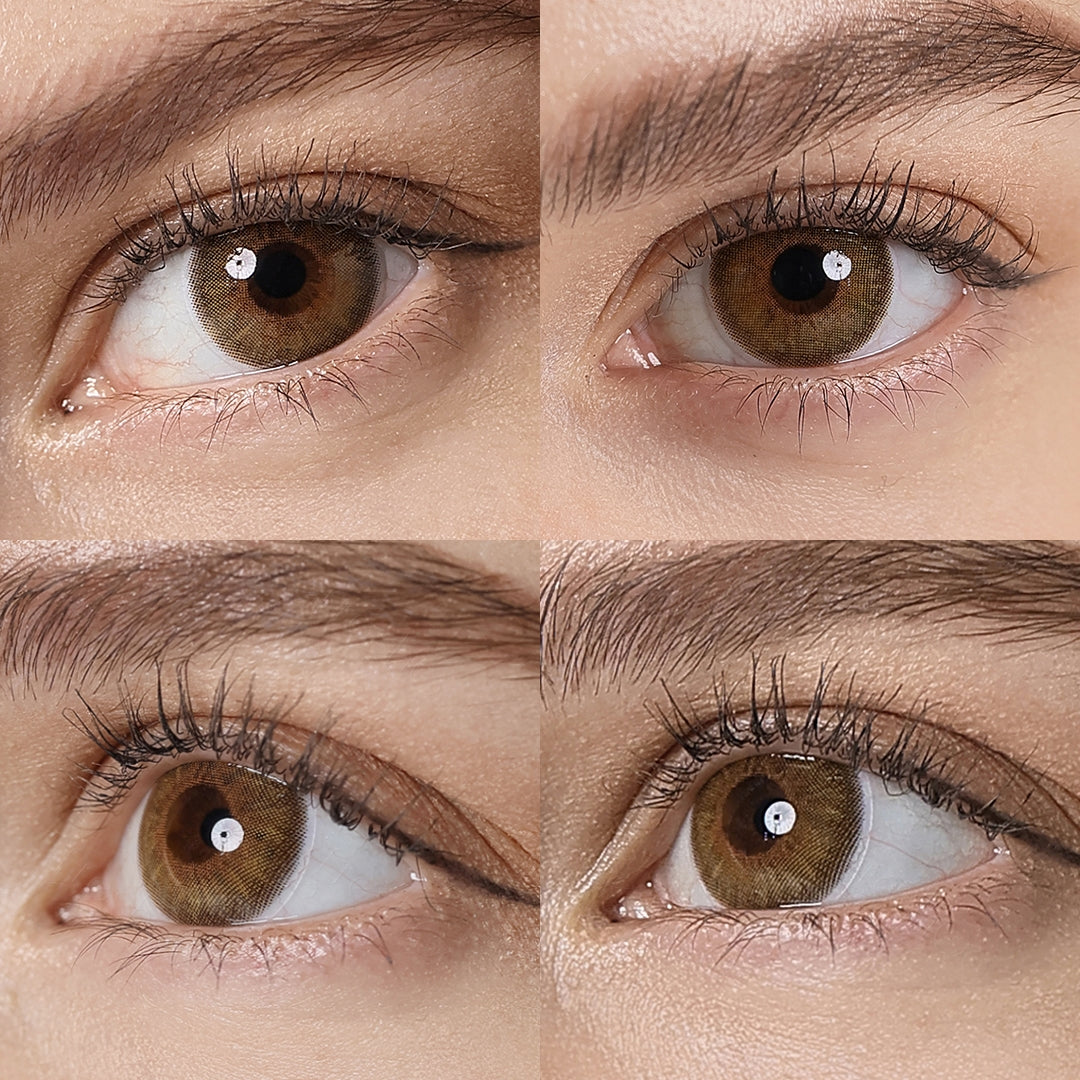 symphony 3con hazel colored contacts wearing effect drawing from different angle