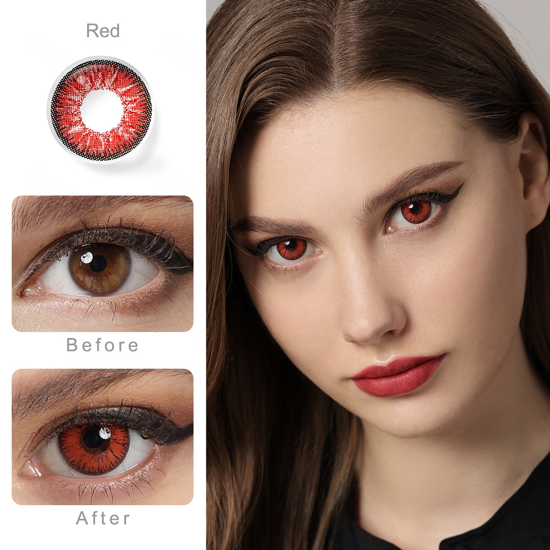 Nonno Deep Red Coloured Contacts | Yearly