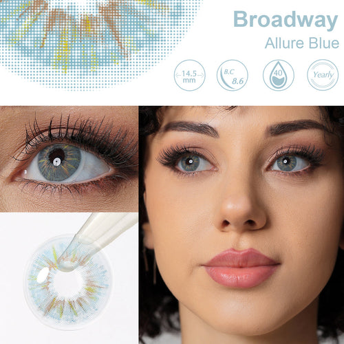 Broadway Allure Blue Coloured Contacts | Yearly