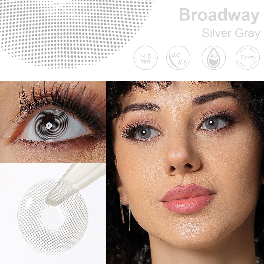 Broadway Silver Gray Coloured Contacts | Yearly