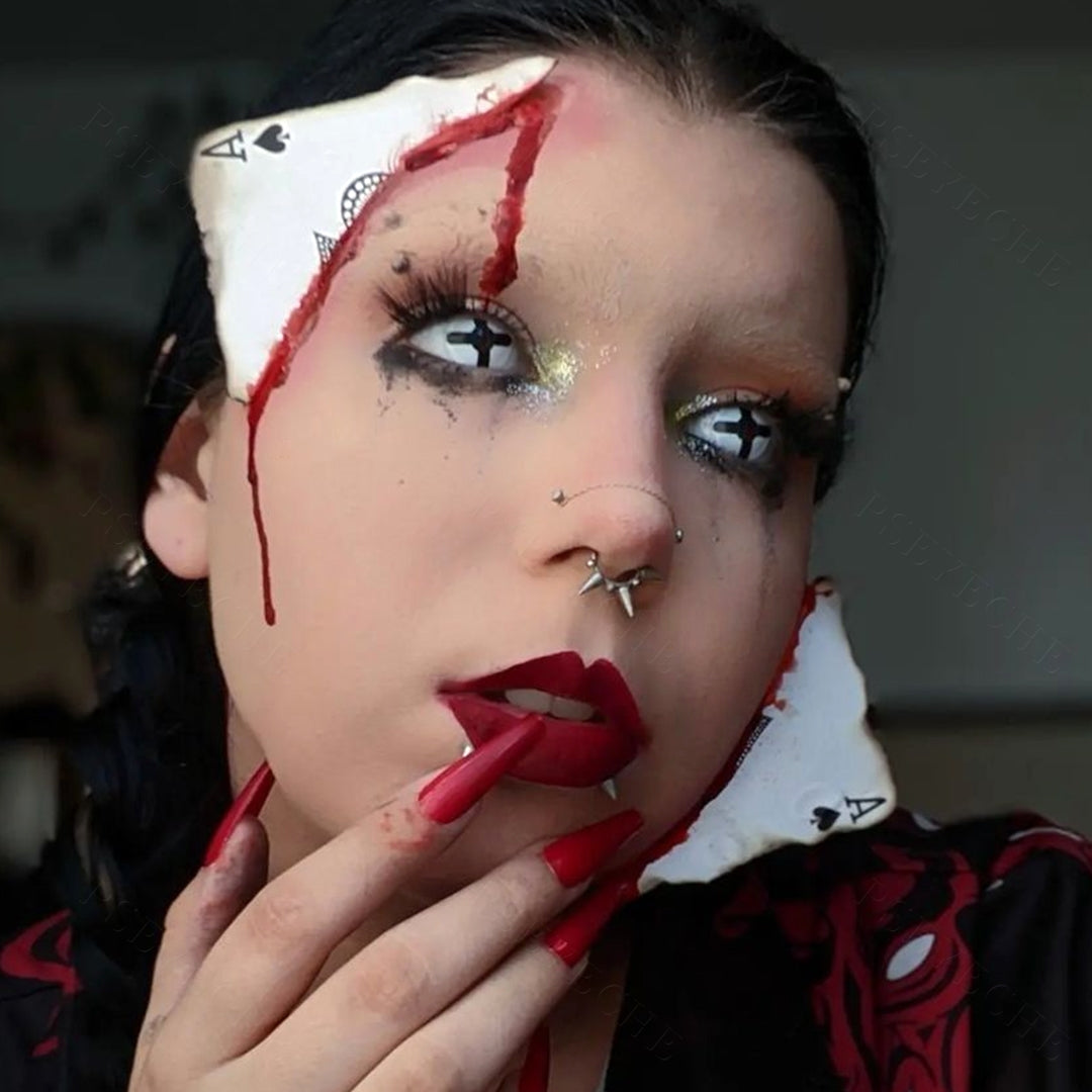 Black and White Cross Halloween Contacts - Image 2 | Colored Contacts | FreshGo