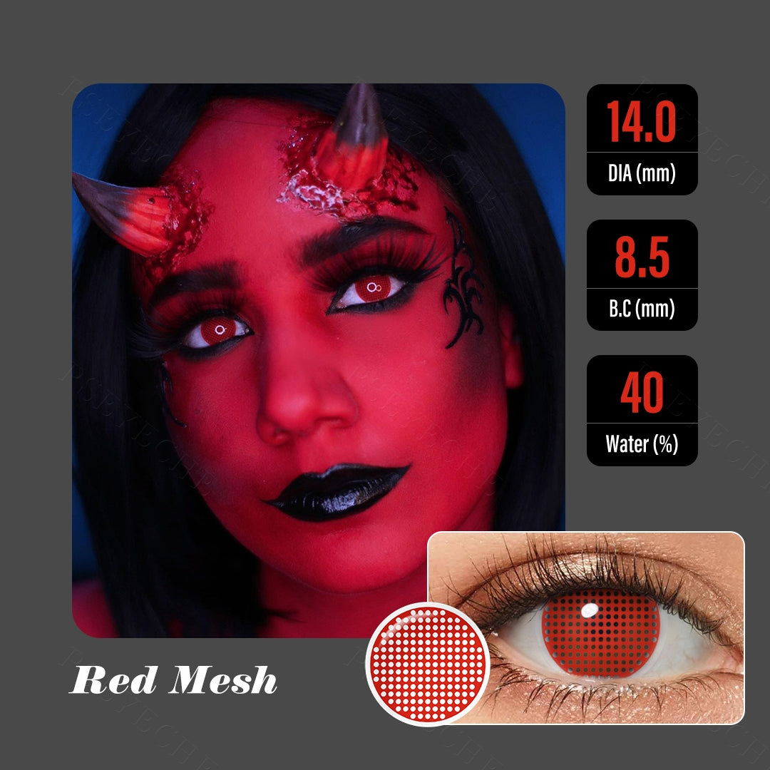 Red Mesh Halloween Contacts - Image 3 | Colored Contacts | FreshGo