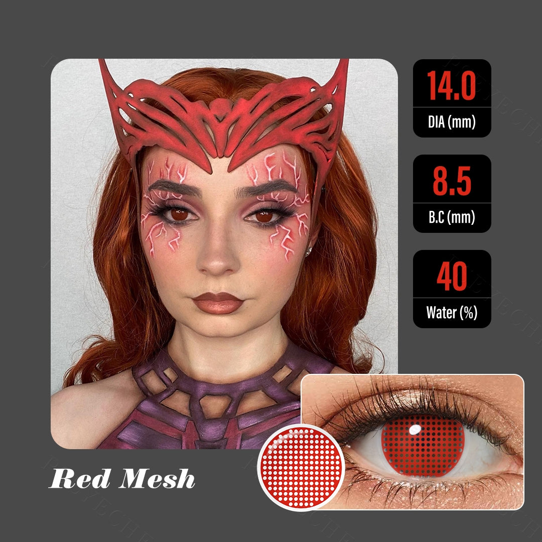 Red Mesh Halloween Contacts - Image 2 | Colored Contacts | FreshGo
