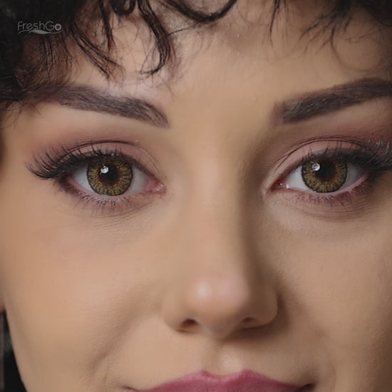 3 Tone Pure Hazel colored contacts try-on